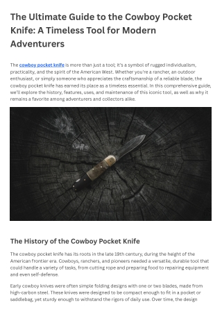 the ultimate guide to the cowboy pocket knife