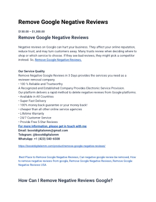 remove google negative reviews
