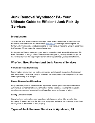 junk removal wyndmoor pa your ultimate guide