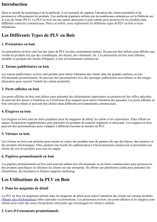 Les Différents Types de PLV en Bois et Leurs Utilisations