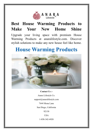 Best House Warming Products to Make Your New Home Shine