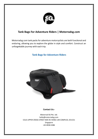 Tank Bags For Adventure Riders | Motorradsg.com