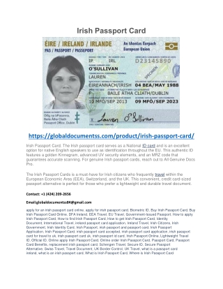 Irish Passport Card PDF