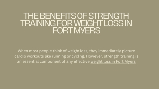 The Benefits of Strength Training for Weight Loss in Fort Myers