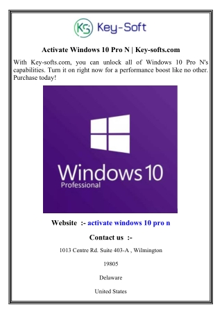 Activate Windows 10 Pro N   Key-softs.com