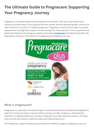 The Ultimate Guide to Pregnacare Supporting Your Pregnancy Journey