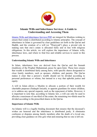 Get Free Islamic Wills and Inheritance Services Today