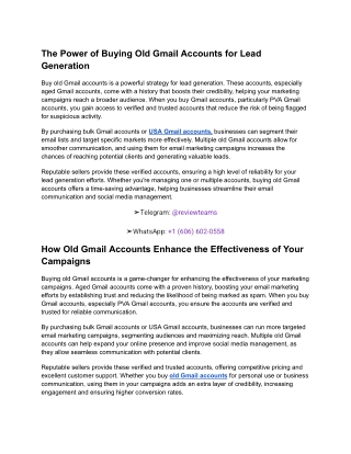 The Power of Buying Old Gmail Accounts for Lead Generation