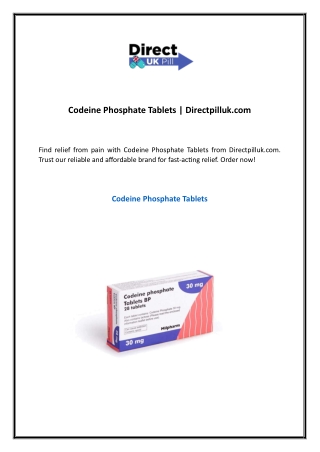 Codeine Phosphate Tablets | Directpilluk.com