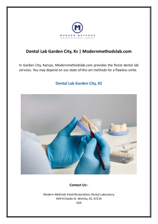 Dental Lab Garden City, Ks | Modernmethodslab.com