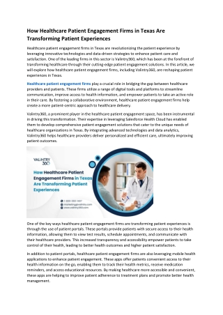 How Healthcare Patient Engagement Firms in Texas Are Transforming Patient Experiences