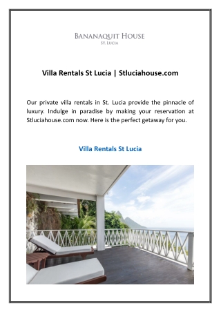 Villa Rentals St Lucia | Stluciahouse.com
