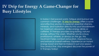 iv drip for energy a game changer for busy lifestyles