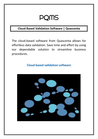 Cloud Based Validation Software | Quascenta