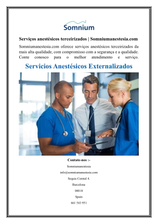 Serviços anestésicos terceirizados  Somniumanestesia.com
