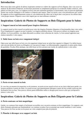 Inspiration: Galerie de Photos de Supports en Bois Élégants