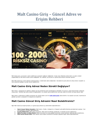 Malt Casino Giriş