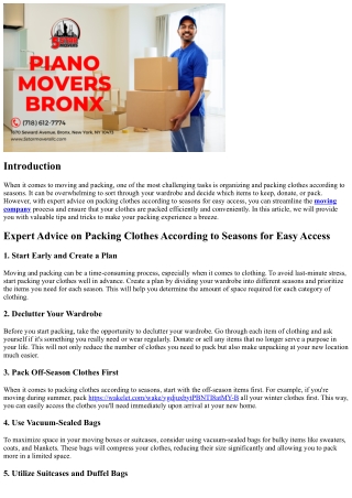 Expert Advice on Packing Clothes According to Seasons for Easy Access