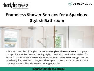 Frameless Shower Screens for a Spacious, Stylish Bathroom