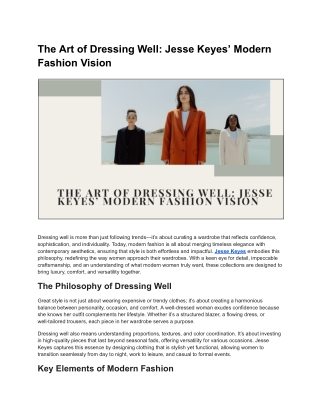 The Art of Dressing Well: Jesse Keyes' Modern Fashion Vision