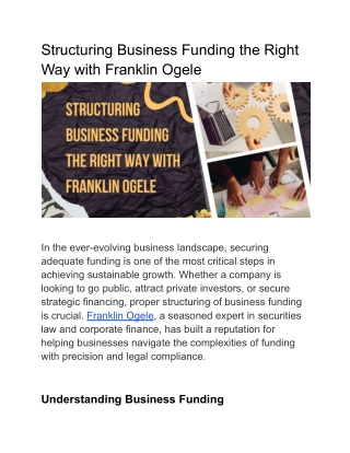 Structuring Business Funding the Right Way with Franklin Ogele