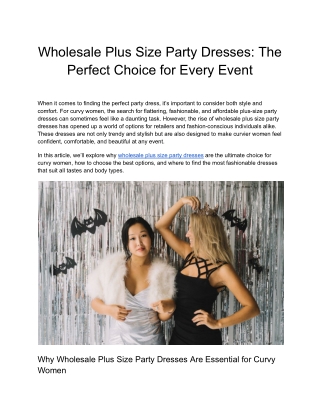Wholesale Plus Size Party Dresses_ The Perfect Choice for Every Event