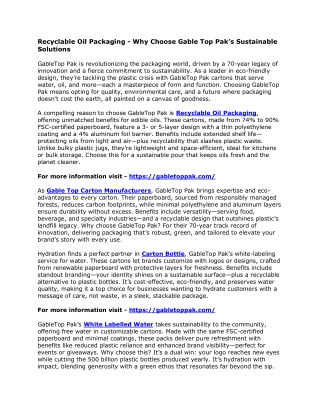 Recyclable Oil Packaging - Why Choose Gable Top Pak’s Sustainable Solutions