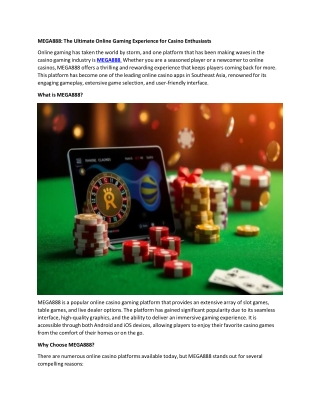 mega888 the ultimate online gaming experience
