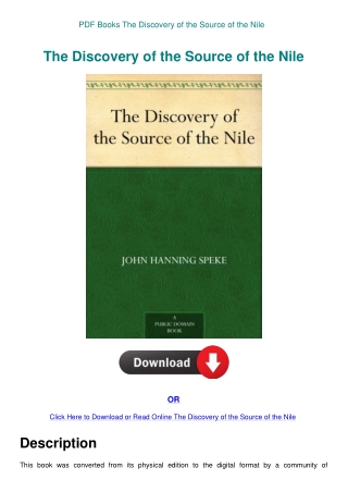 PDF Books The Discovery of the Source of the Nile