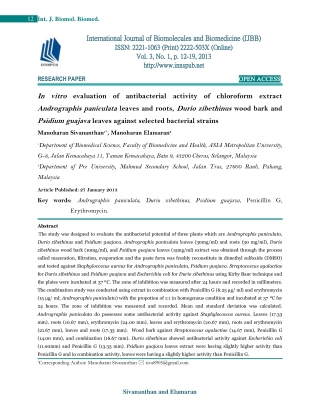 In vitro evaluation of antibacterial activity of chloroform extract Andrographis