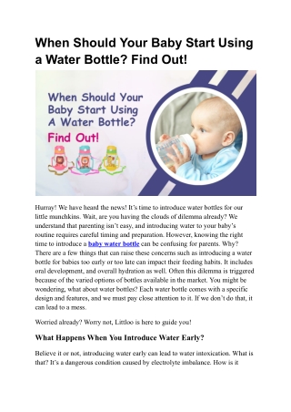 when should your baby start using a water bottle