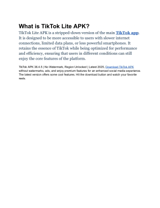 What is TikTok Lite APK-output