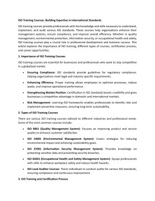 ISO Lead Auditor Certification