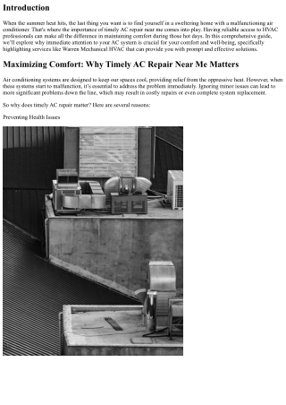 Maximizing Comfort: Why Timely AC Repair Near Me Matters