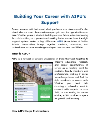 Building Your Career with AIPU’s Support