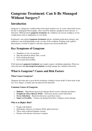 gangrene treatment can it be managed without