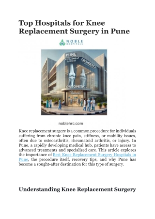 Top Hospitals for Knee Replacement Surgery in Pune