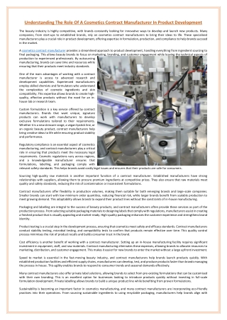 Understanding The Role Of A Cosmetics Contract Manufacturer In Product Development