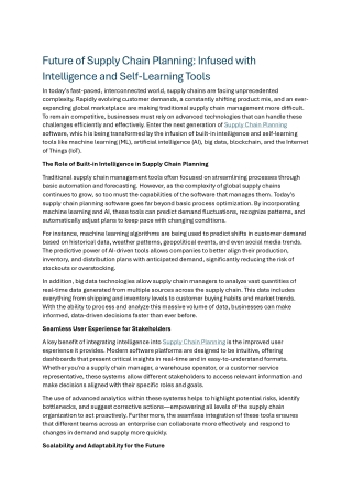 future of supply chain planning infused with