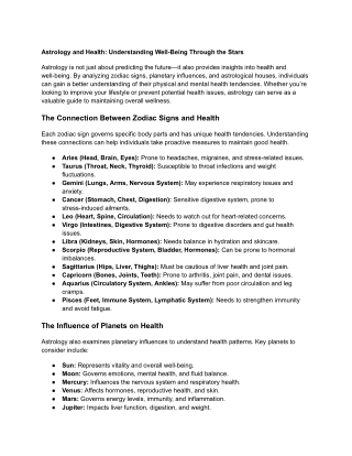 astrology and health understanding well being