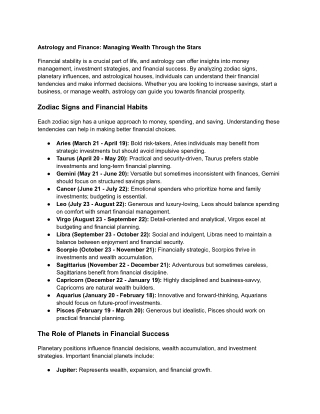 astrology and finance managing wealth through