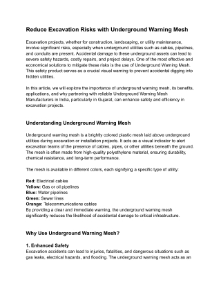 reduce excavation risks with underground warning