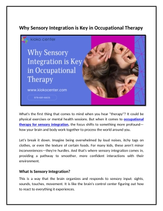 Why Sensory Integration is Key in Occupational Therapy