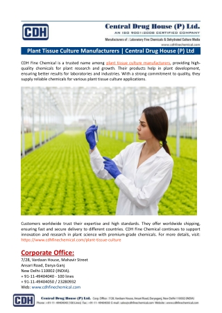 Plant Tissue Culture Manufacturers