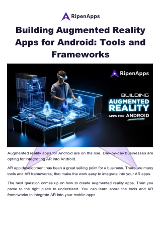 building augmented reality apps for android tools