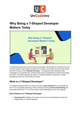 why being a t shaped developer matters today