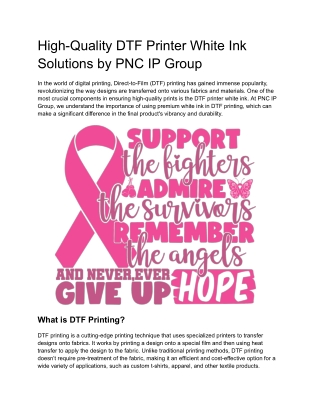 High-Quality DTF Printer White Ink Solutions by PNC IP Group