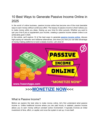 10 best ways to generate passive income online