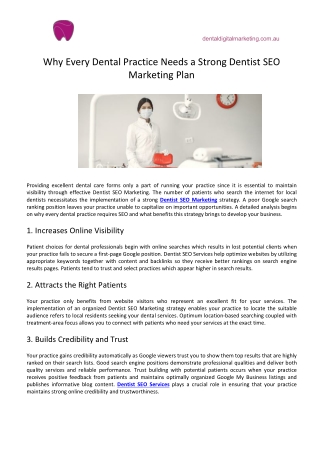 Why Every Dental Practice Needs a Strong Dentist SEO Marketing Plan