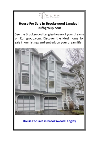 House For Sale In Brookswood Langley  Rufhgroup.com